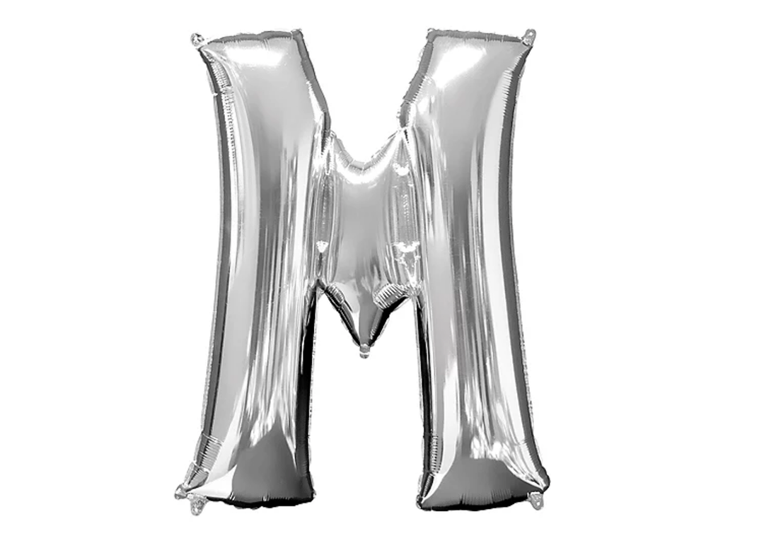 34” Silver Letter Balloon (M) Shaped Foil Balloon