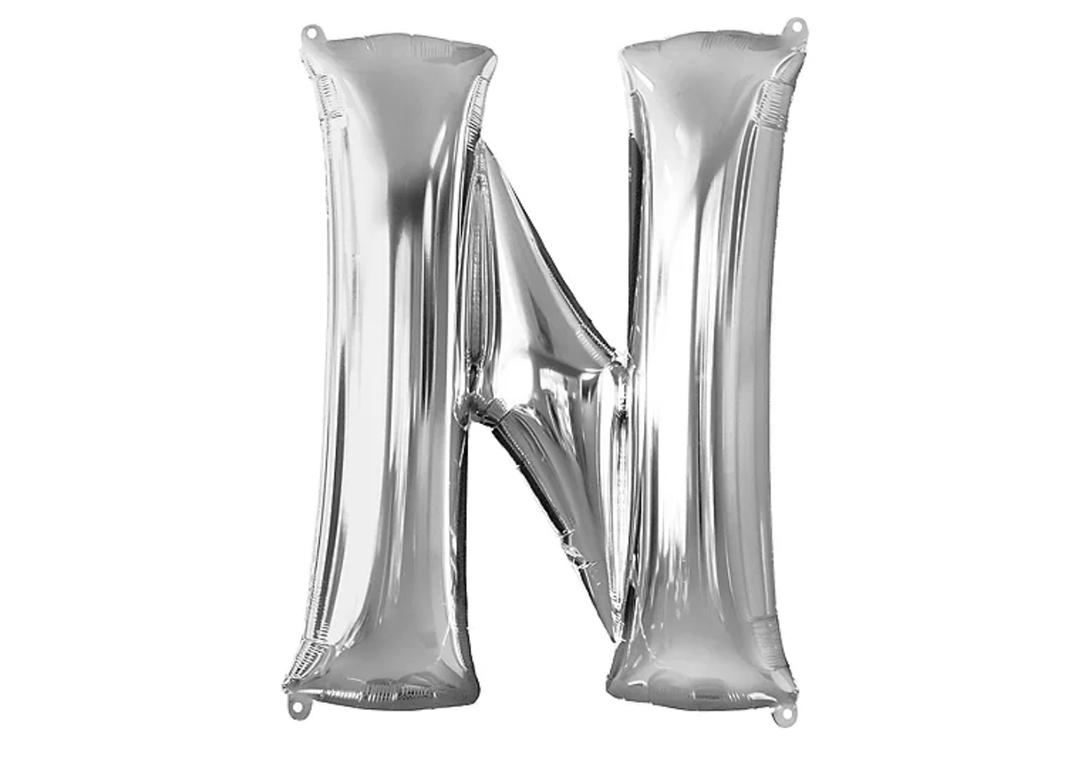34” Silver Letter Balloon (N) Shaped Foil Balloon