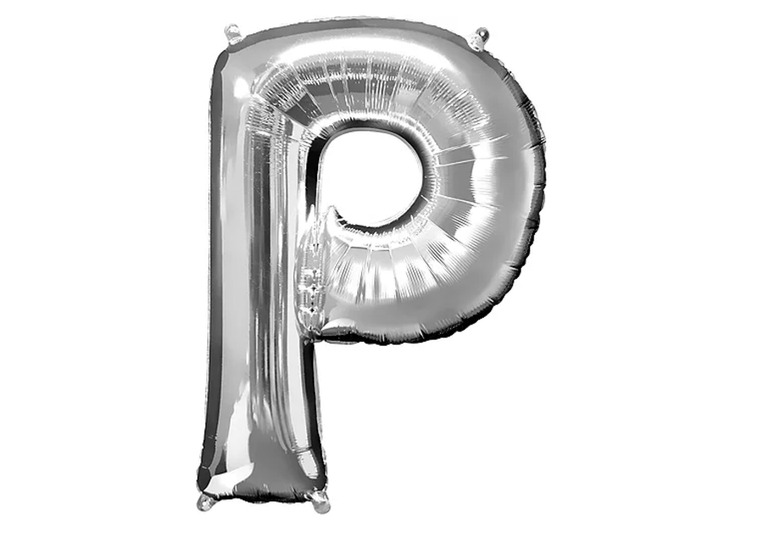 34” Silver Letter Balloon (P) Shaped Foil Balloon