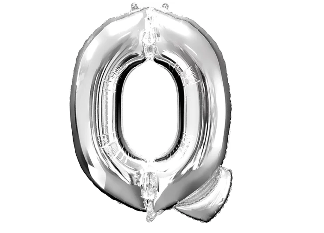 34” Silver Letter Balloon (Q) Shaped Foil Balloon