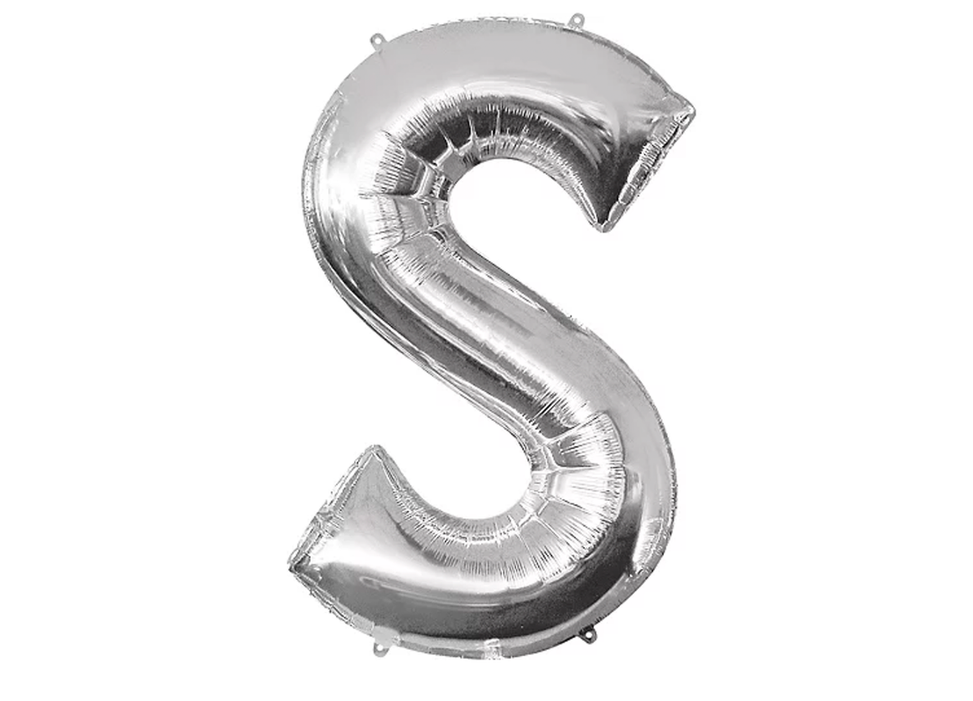 34” Silver Letter Balloon (S) Shaped Foil Balloon