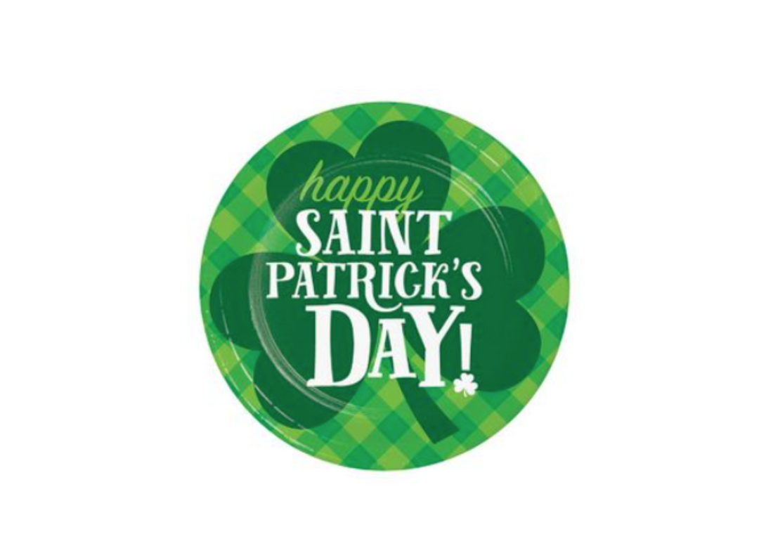 Plaid Happy St. Patricks Disposable Luncheon Plates 8ct