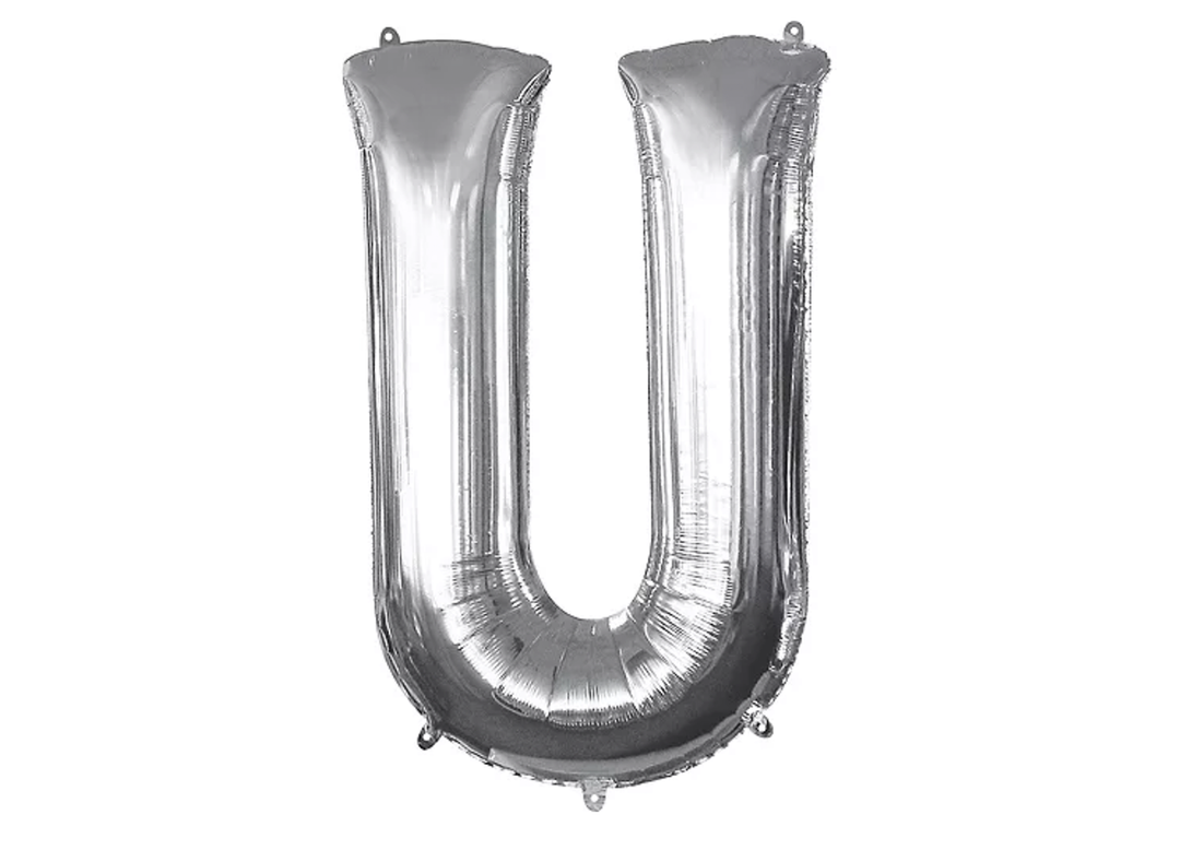 34” Silver Letter Balloon (U) Shaped Foil Balloon