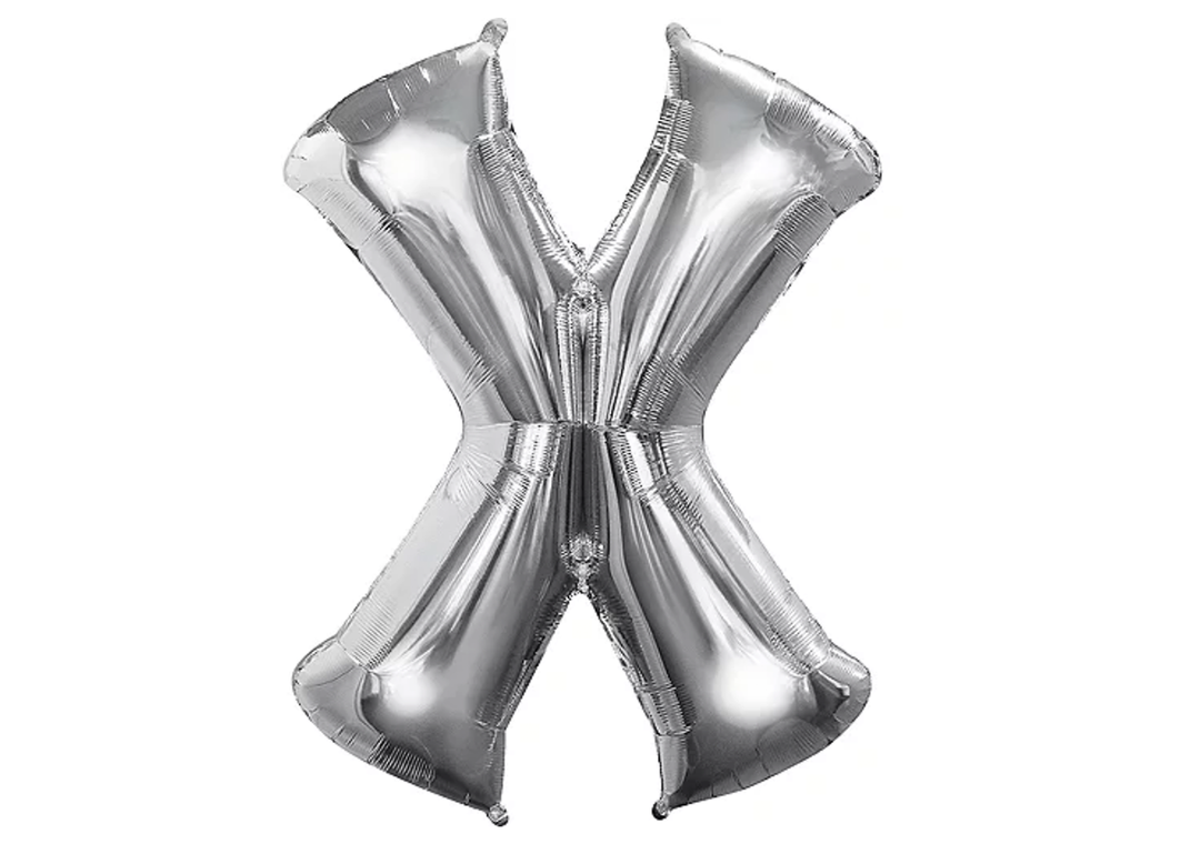 34” Silver Letter Balloon (X) Shaped Foil Balloon