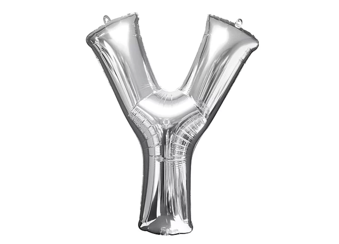 34” Silver Letter Balloon (Y) Shaped Foil Balloon