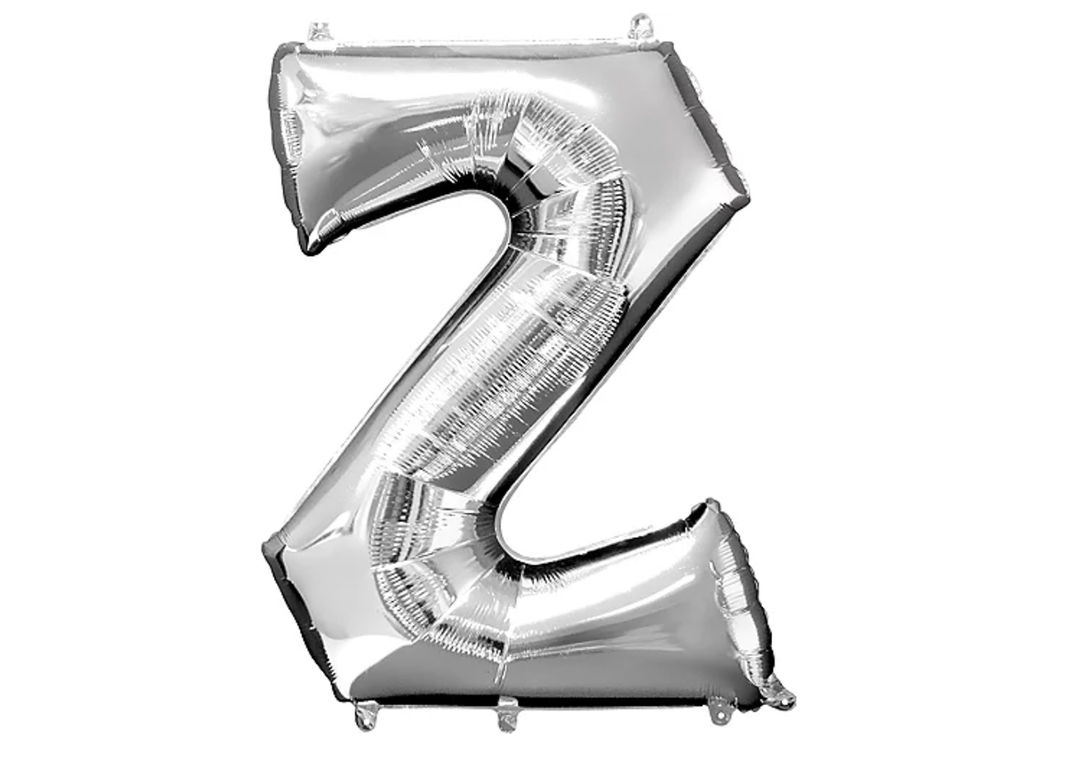 34” Silver Letter Balloon (Z) Shaped Foil Balloon