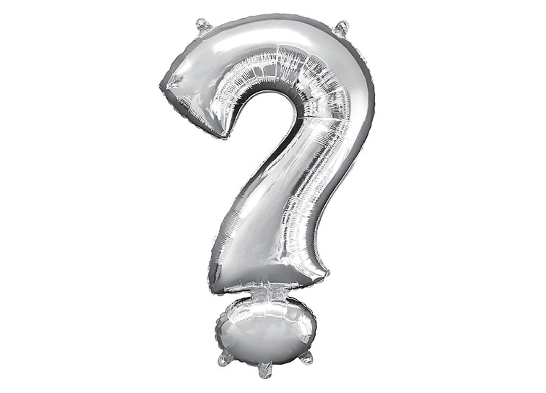 34” Silver Symbol Balloon (?) Shaped Foil Balloon