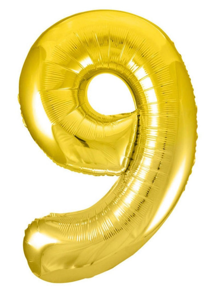 Gold Number 9 Balloon
