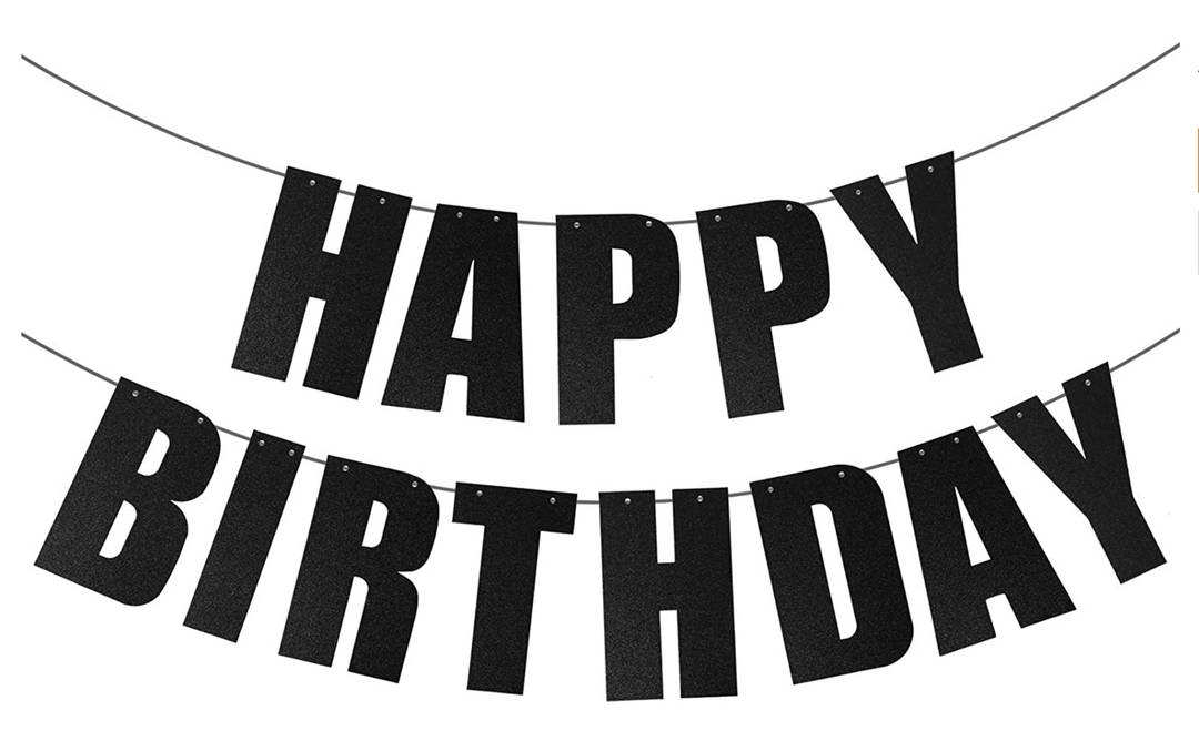Black Happy Birthday Banner