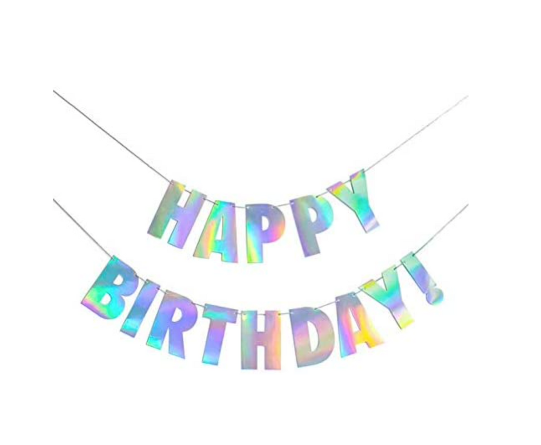 Holographic Happy Birthday Banner