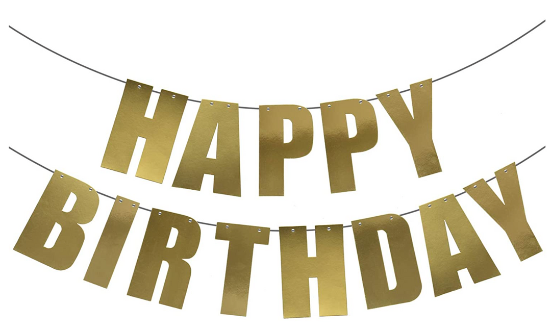 Gold Happy Birthday Banner