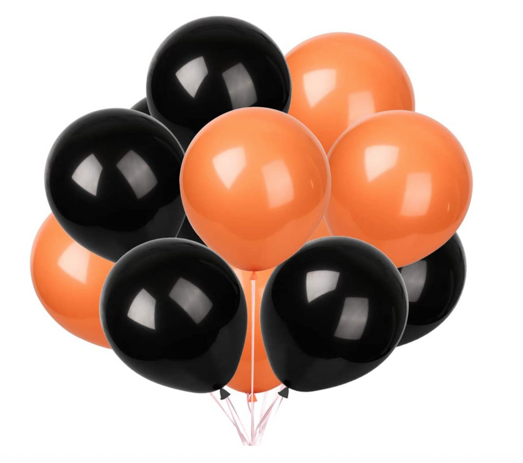Halloween Black and Orange Latex Balloons, 20ct