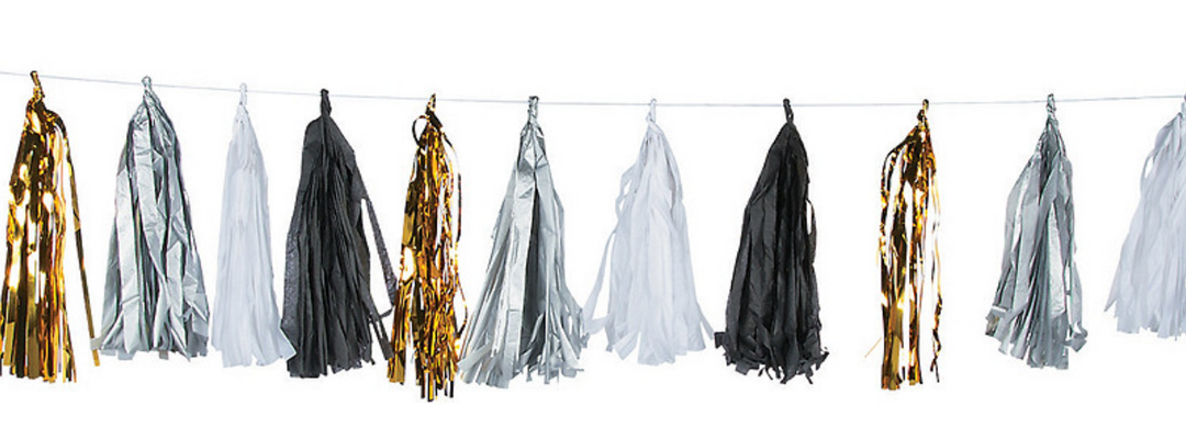Black & White Tassel Garland, 6ft