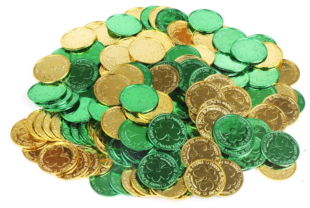 St. Patrick's Lucky Plastic Shamrock Coins 36pcs