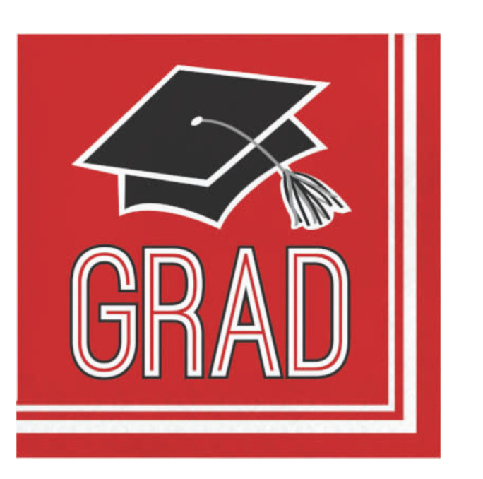 Red Graduation Dessert Napkins