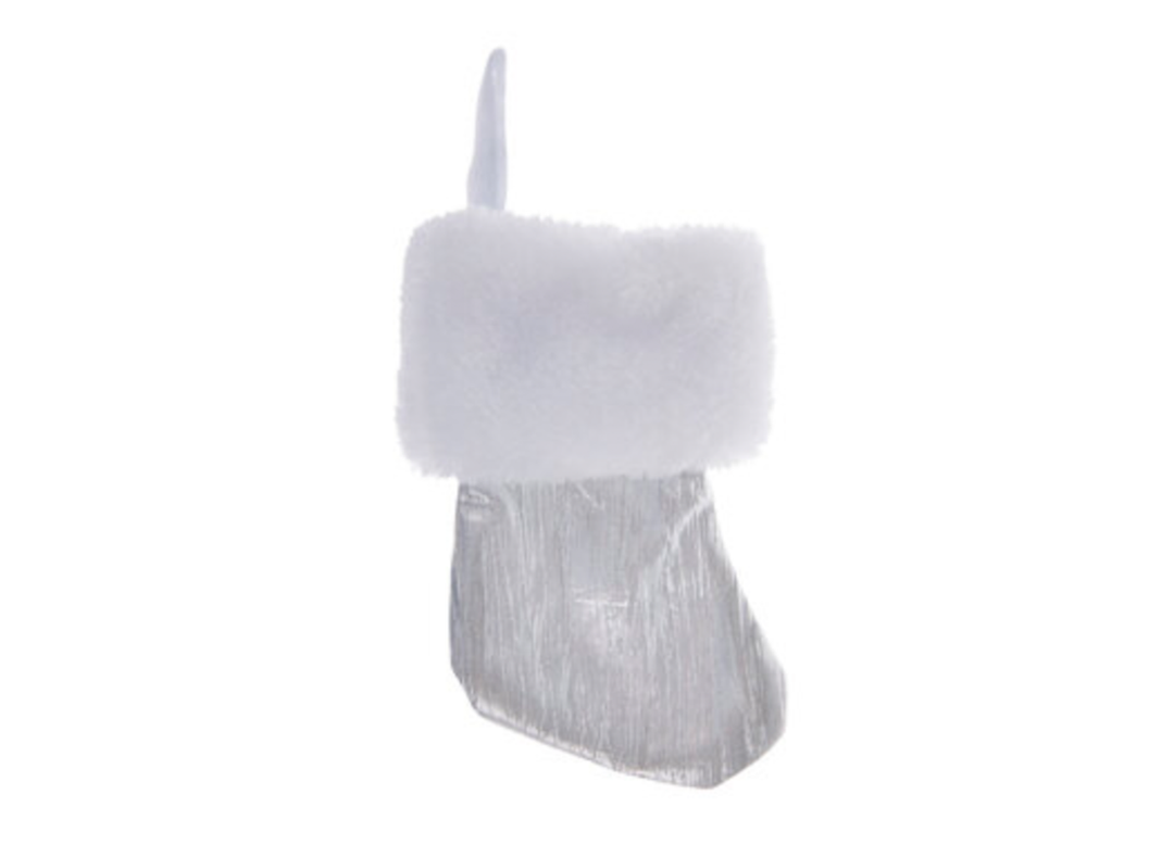 Silver Polyester Mini Stocking, 5 Pack