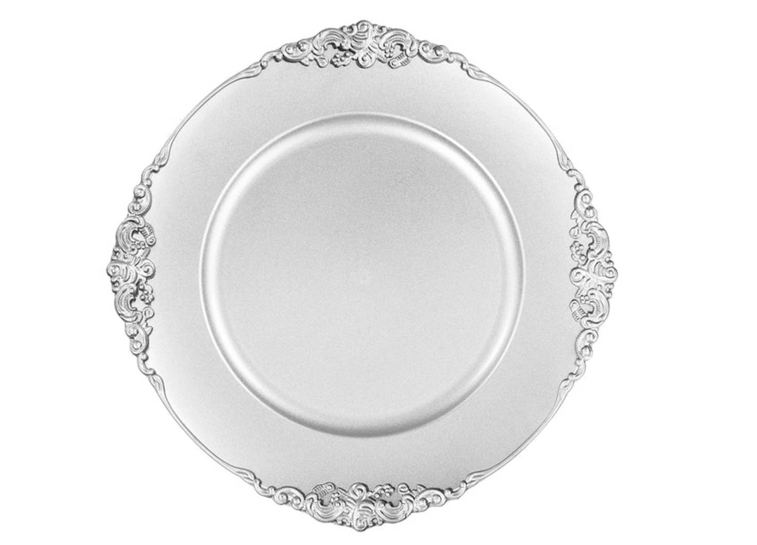 Silver Inspired Vintage Round Charger Plate Charger Plate 1ct