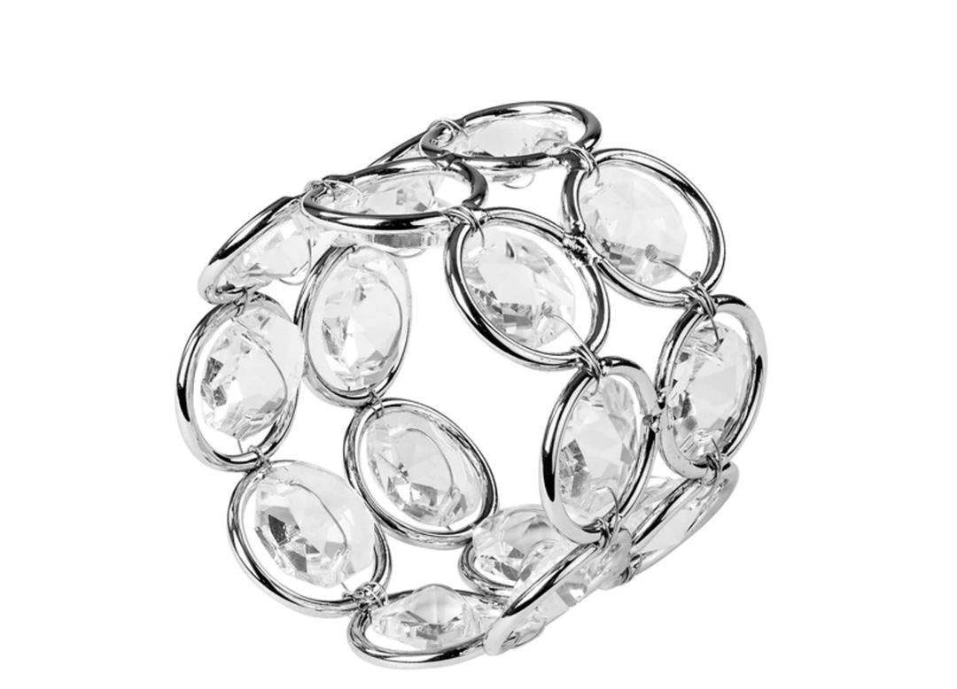 Silver Diamond Napkin Ring, 4ct