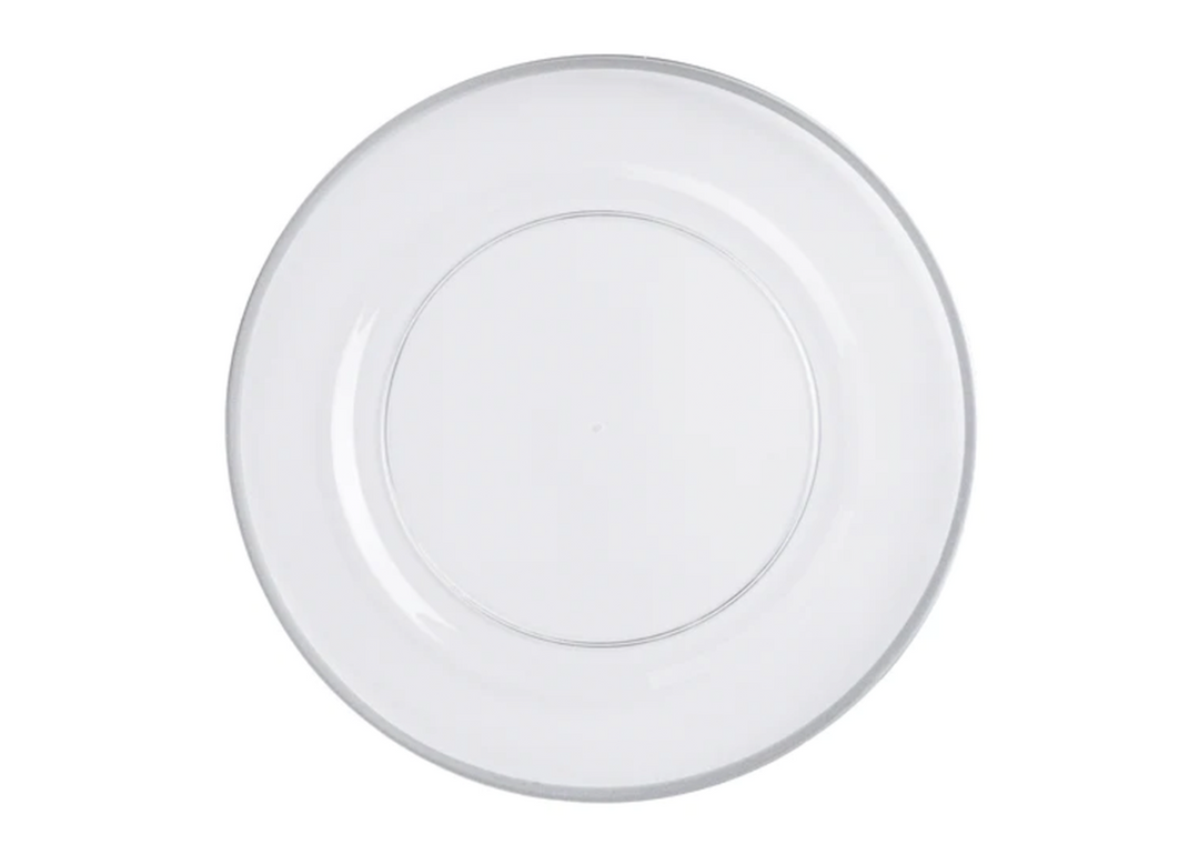 Silver Trim Transparent Plastic Charger Plate 1ct