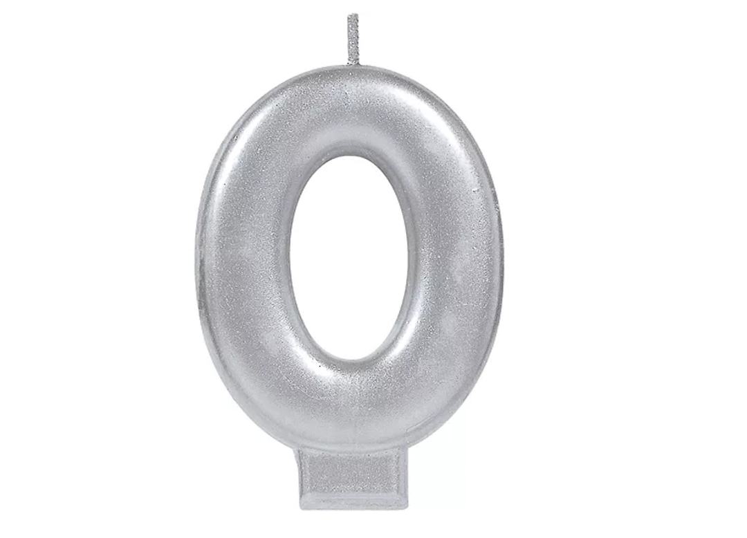 Silver Number Birthday Candle #0
