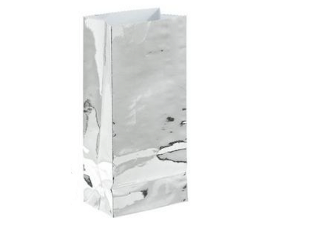 Silver Metallic Paper Treat Bags, 1ct