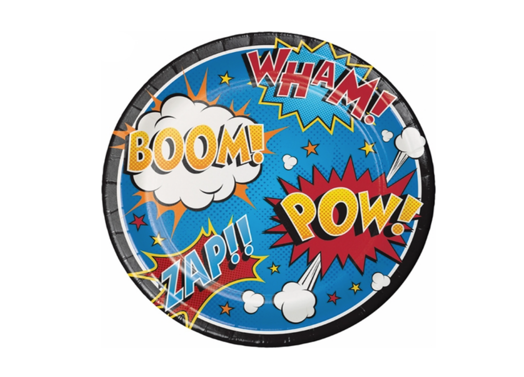 Superhero Blast Round Paper Lunch Plates, 8ct