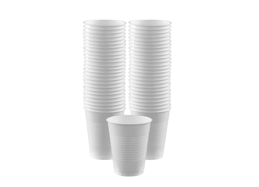 White Disposable Plastic Cups, 50ct
