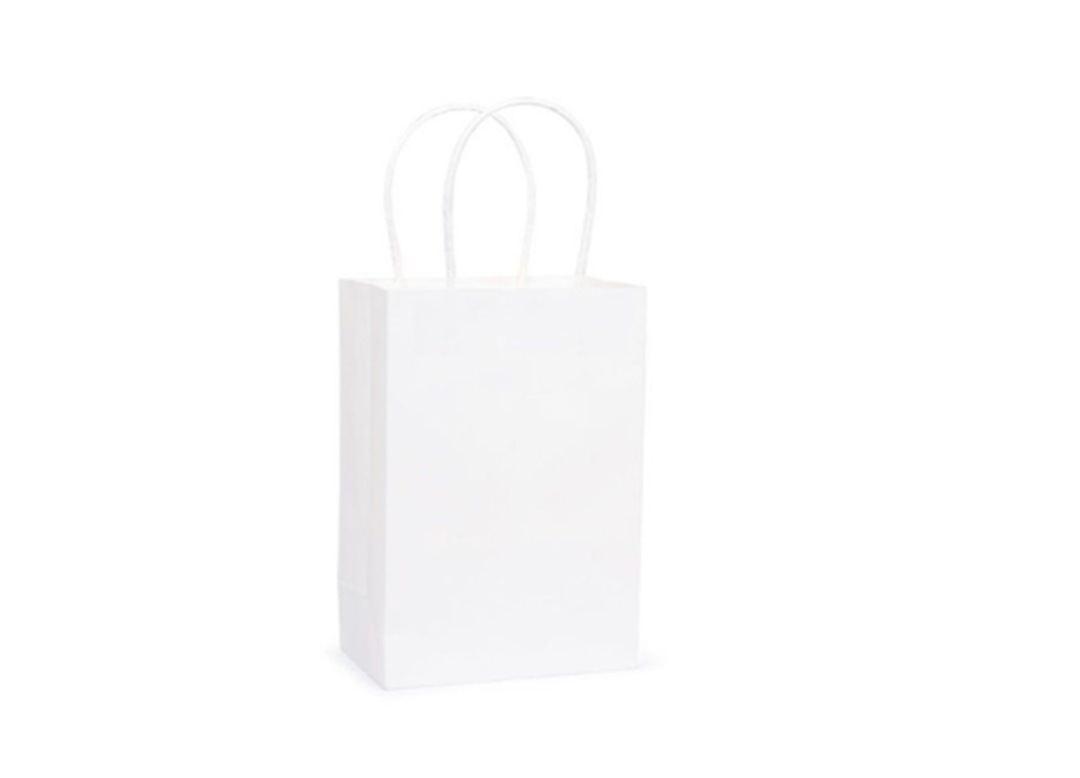 White Paper Party Favor Gift Bag with Handles - 12 ct