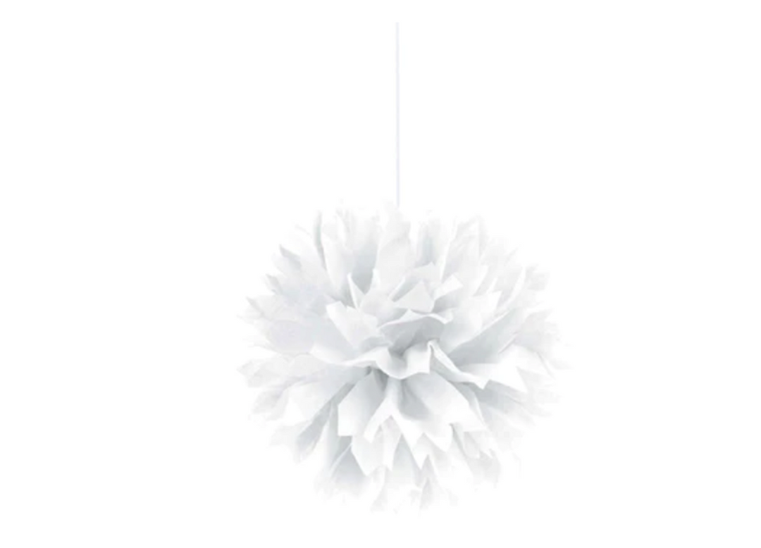 White Tissue Hanging Pom Poms 3ct