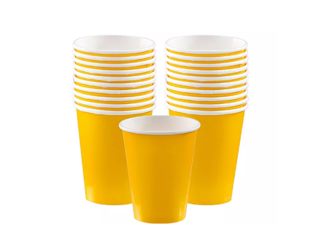 Yellow Paper Hot Coffee Cups, 20ct