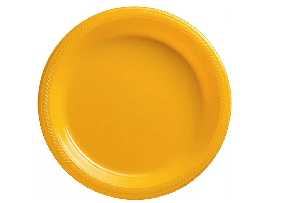 Yellow Dinner Plastic Plates 10.25in, 20pcs