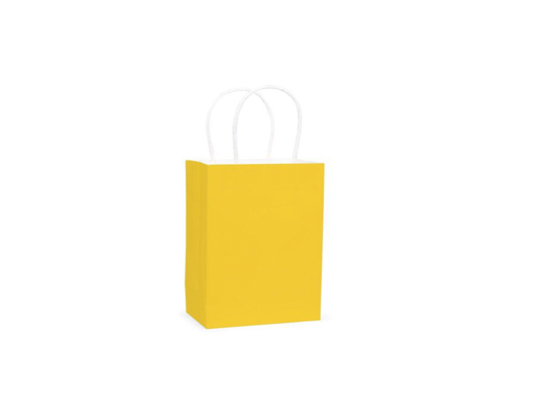 Yellow Paper Party Favor Gift Bag with Handles - 12 ct