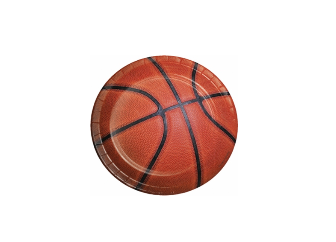 Basketball Round Paper Dessert Plates, 8ct