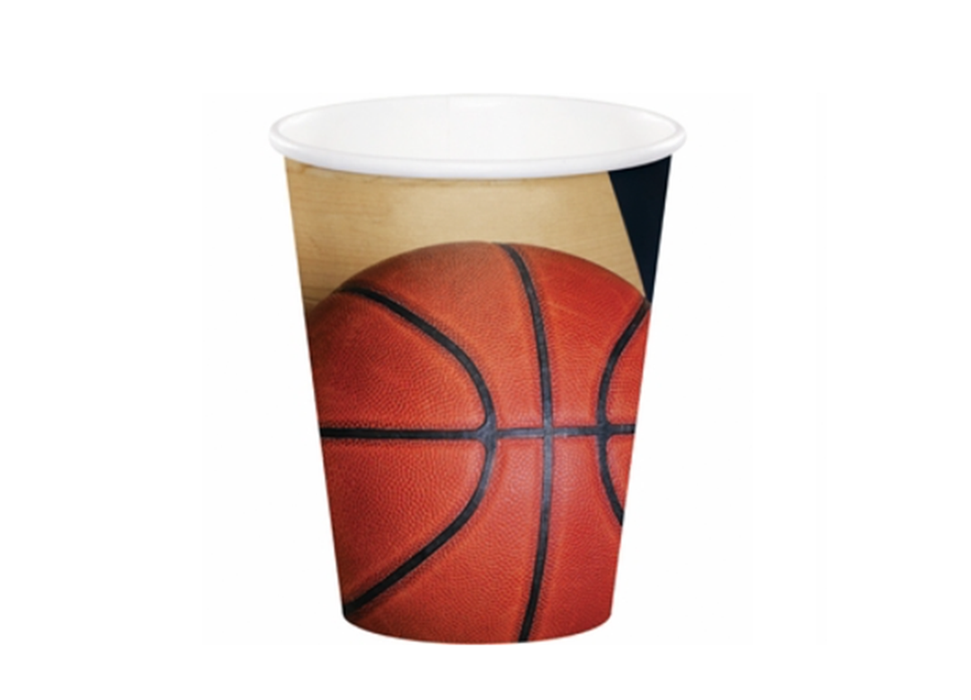 Basketball Paper Cups, 9oz, 8ct