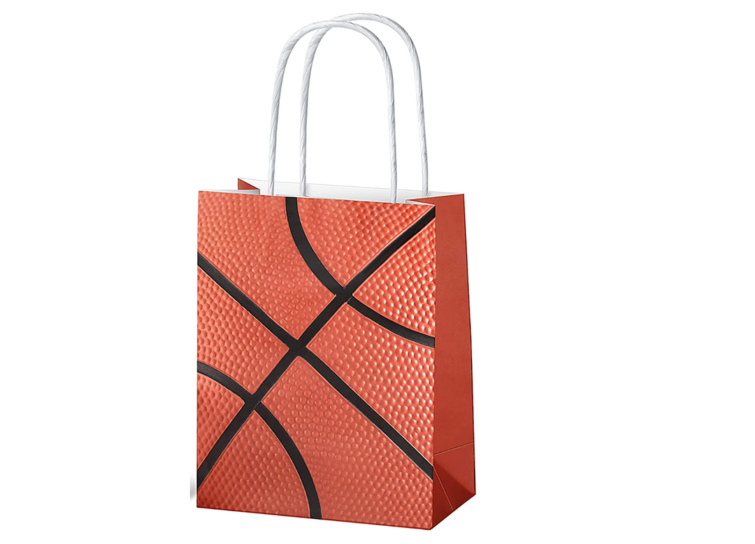 Basketball Medium Kraft Favor Bag - 12 ct