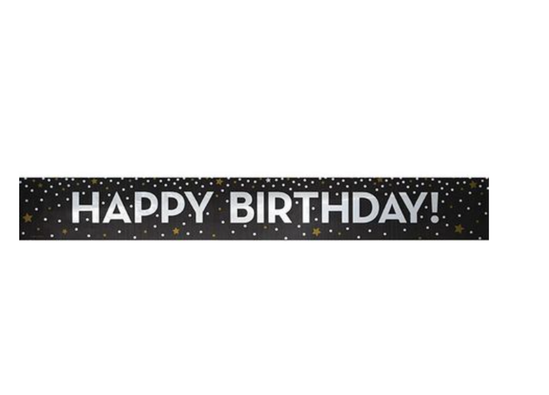 Black and Gold Happy Birthday Banner