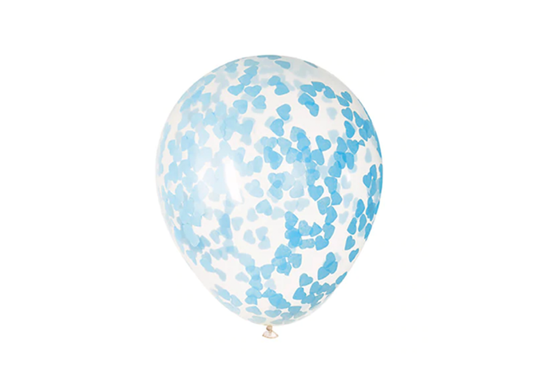12" Transparent With Pastel Blue Confetti Latex Balloons (6)