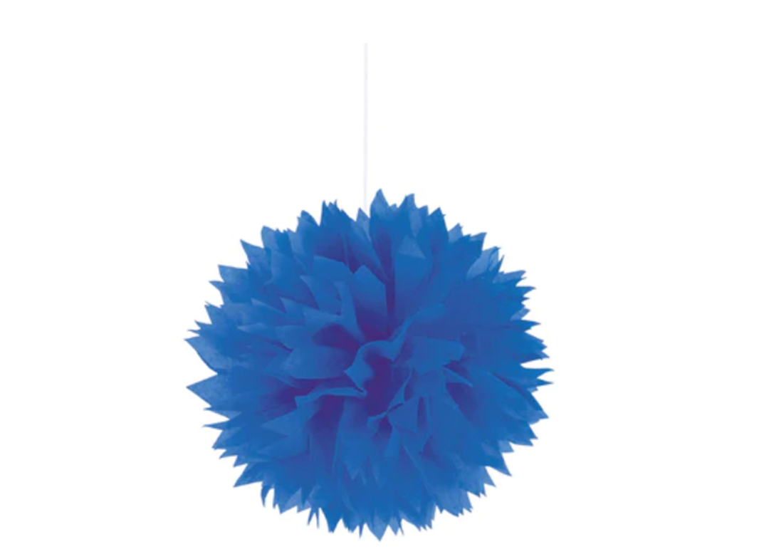 Blue Tissue Hanging Pom Poms 3ct