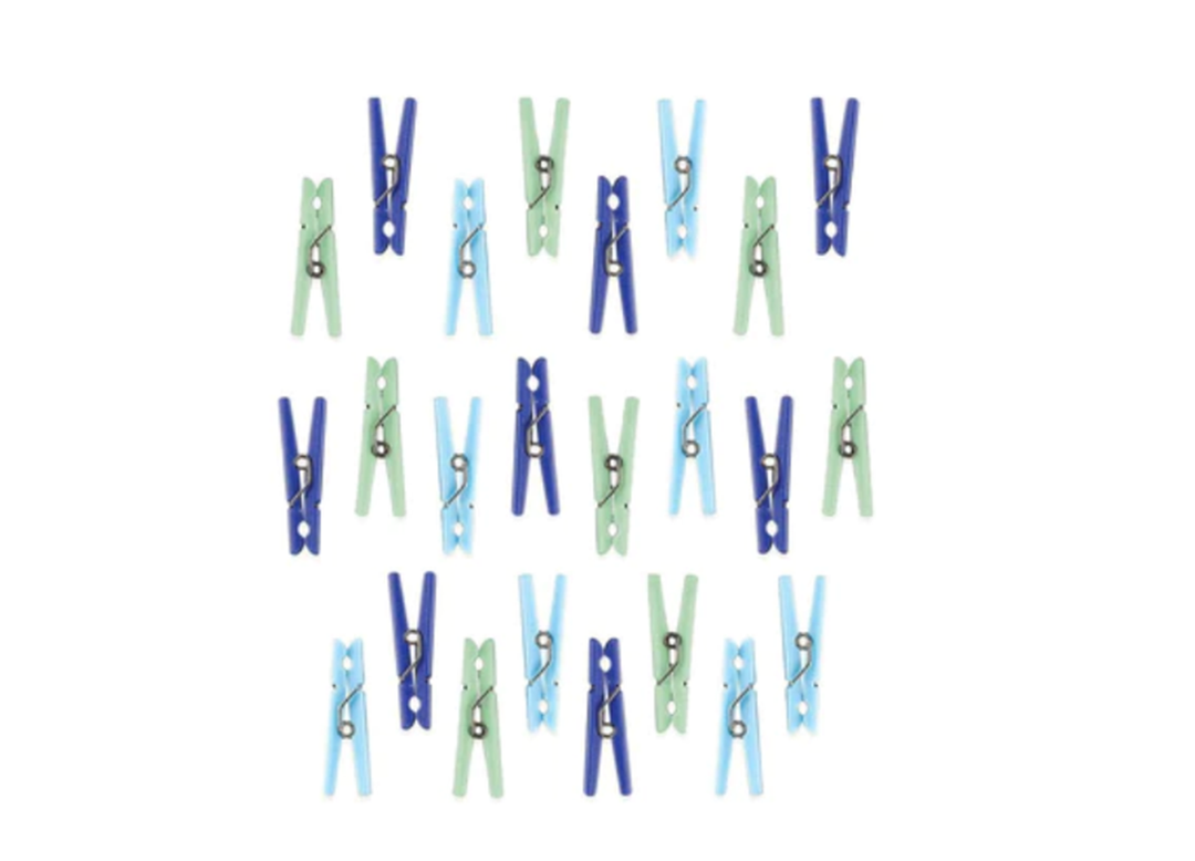 Mini Blue Clothespin Baby Shower Favors, 24ct