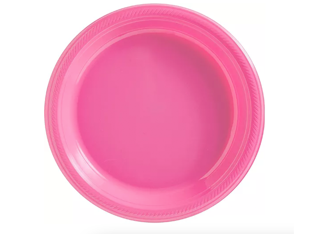 Bright Pink Dinner Plastic Plates 10.25in