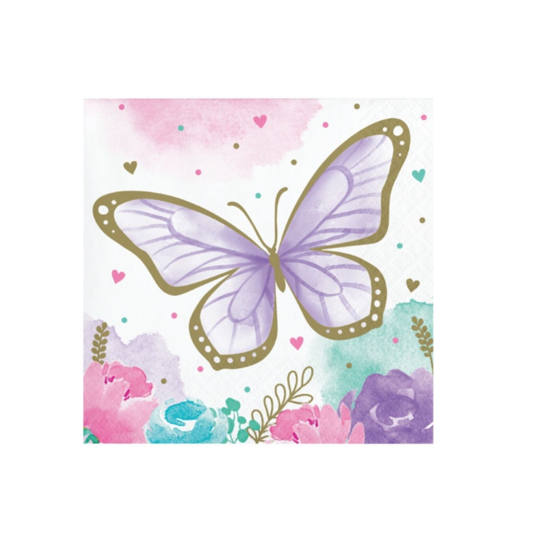 Butterfly Shimmer Birthday Beverage Napkins