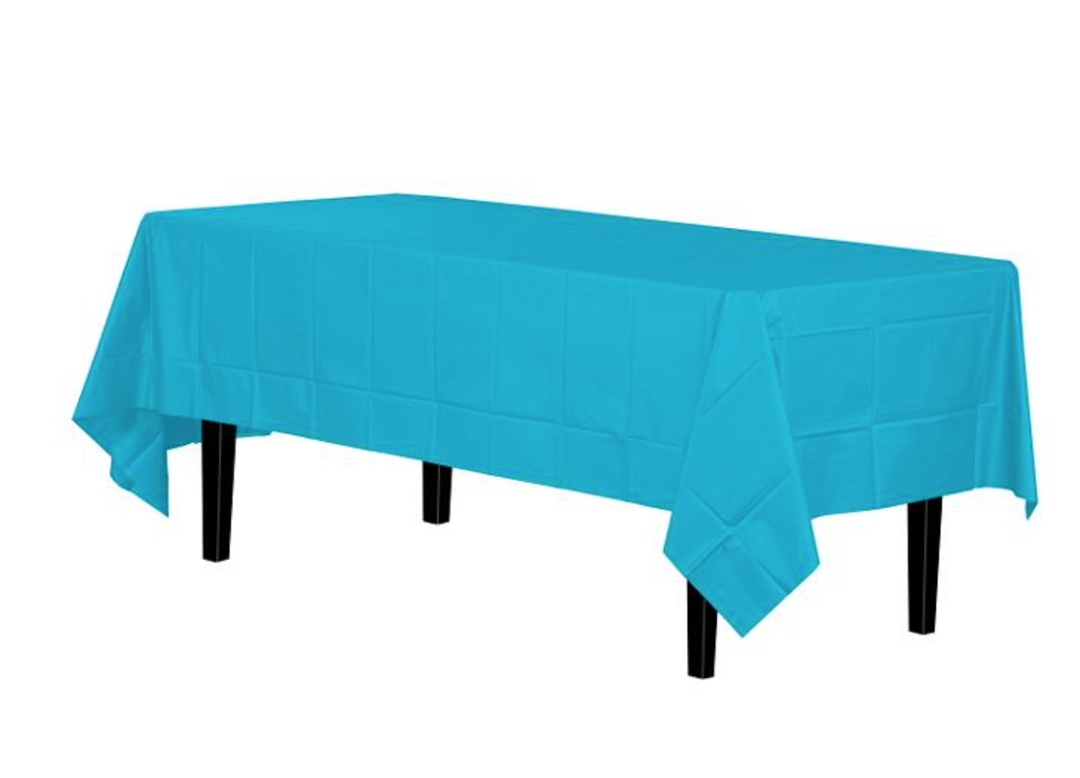 Turquoise Rectangle Disposable Plastic Table Cover