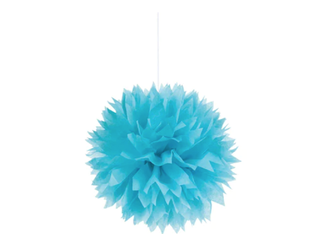 Turquoise Tissue Hanging Pom Poms 3ct