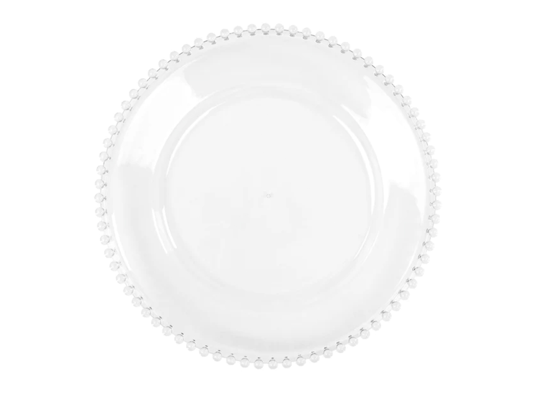 Clear Beaded Trim Transparent Charger Plate 1ct