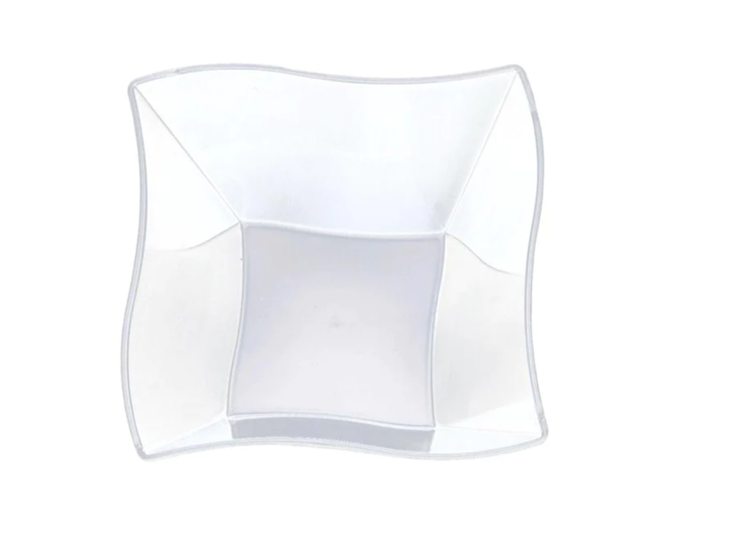 Clear Wavy Square Plastic Serving Bowls, 1ct