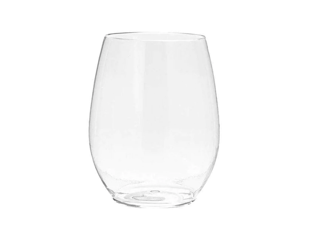 12oz Clear Elegant Stemless Plastic Wine Glasses, 4ct