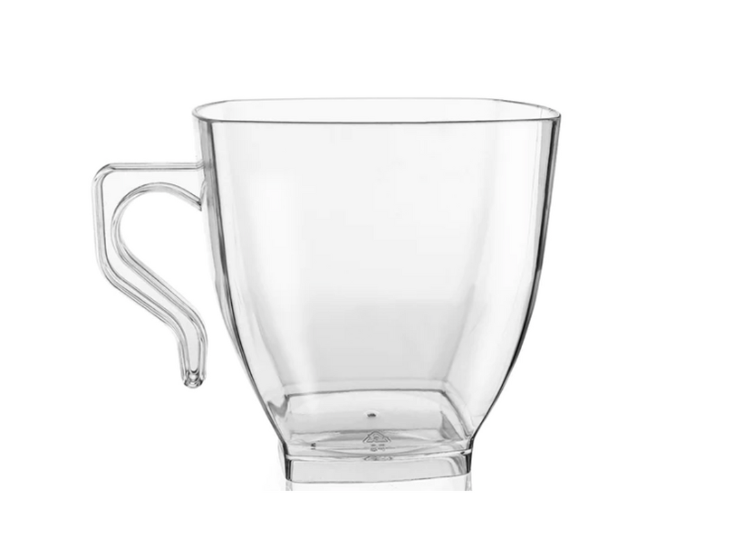 8oz Clear Square Plastic Coffee Mugs, 8ct