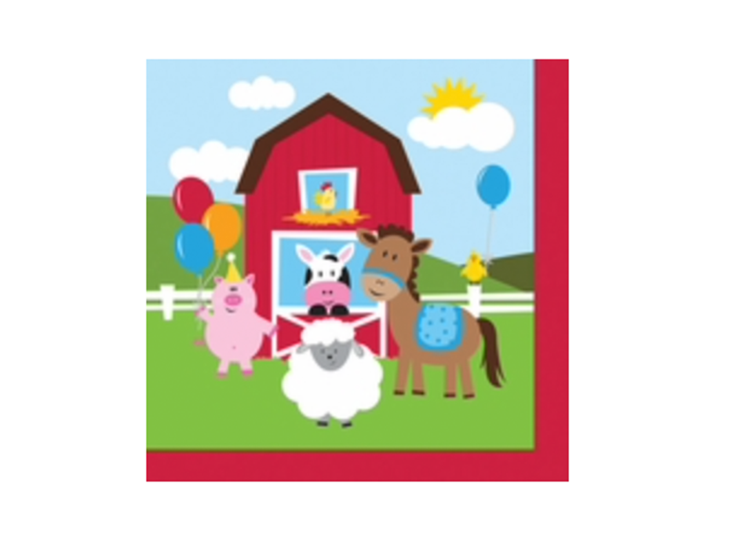 Festive Farm Lunch Napkins, 6.5in, 16ct