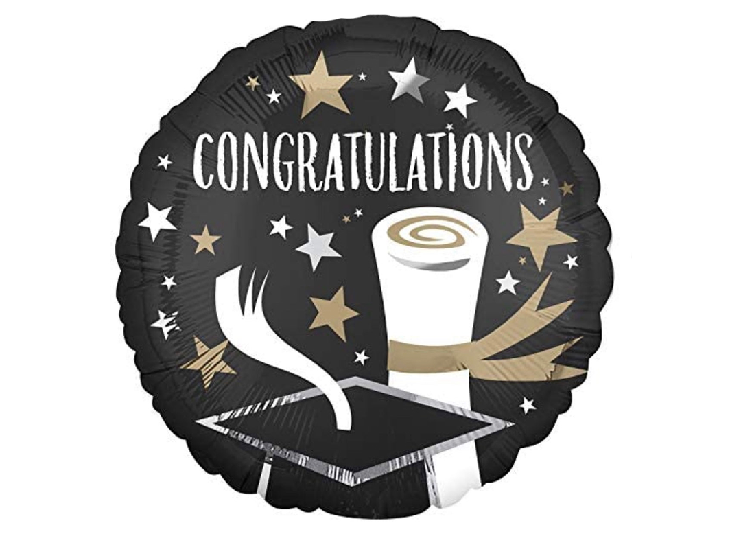 Black Graduation Congratulations Round Foil Balloon