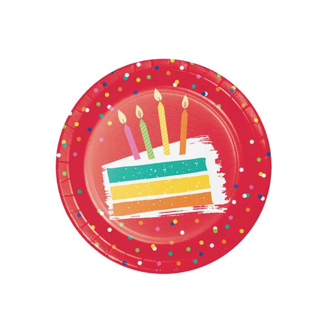 Generic Happy Birthday Round Paper Dessert Plates, 8ct